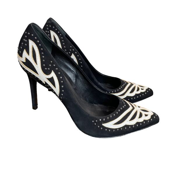 Schutz Womens Size 6 Heels Pumps Stiletto Suede Studded Western Embellished - Picture 1 of 14